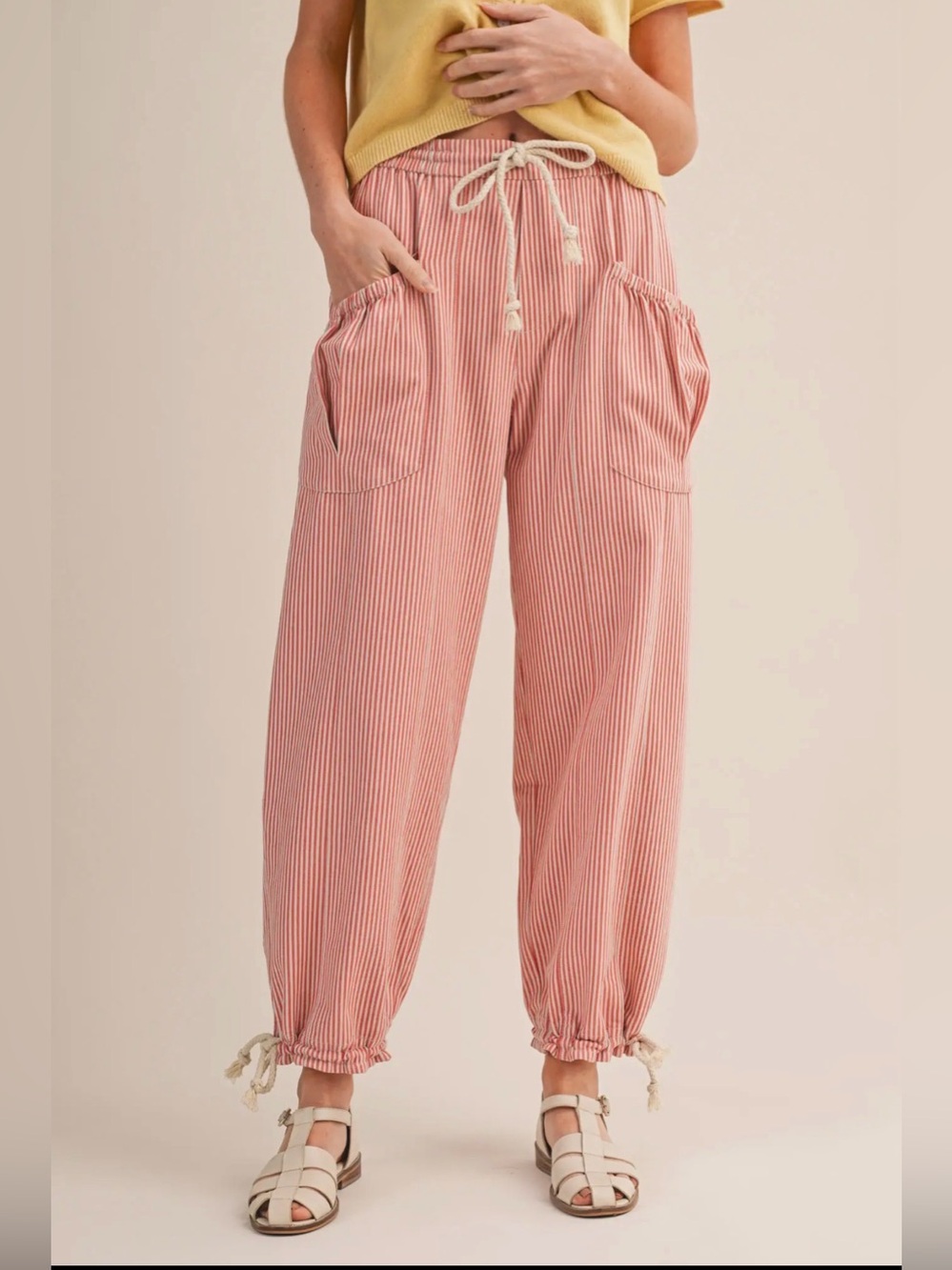 Salmon Striped Pants